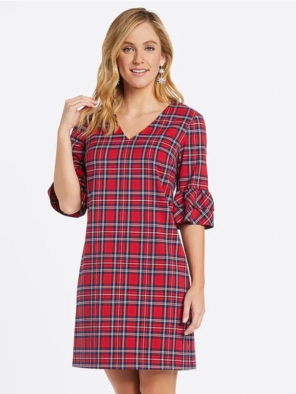 NWT Draper James Ruffle Sleeve Dress (Angie Plaid) - Size 12